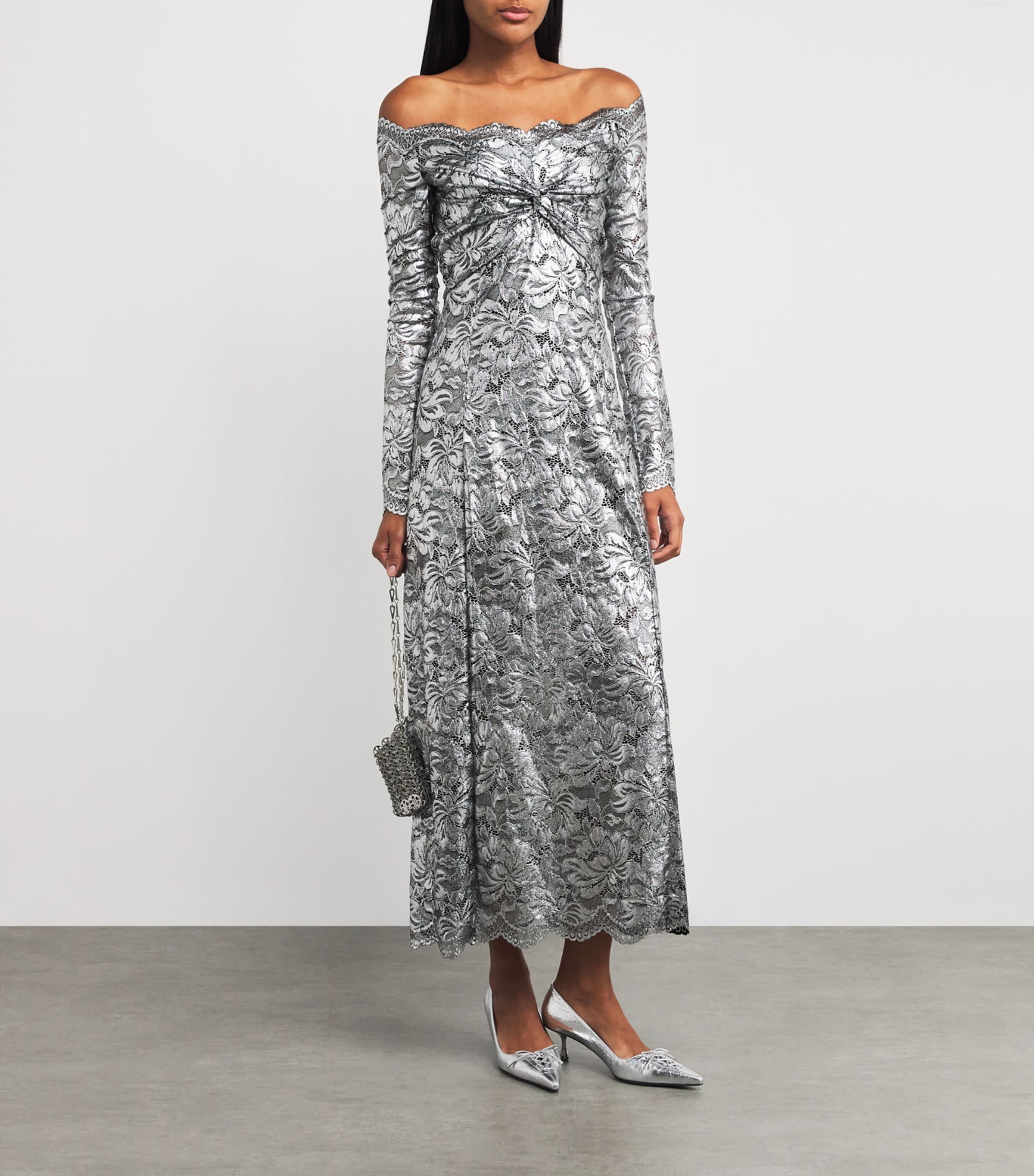 Lace Maxi Dress V912 BLACK / SILVER Image 2