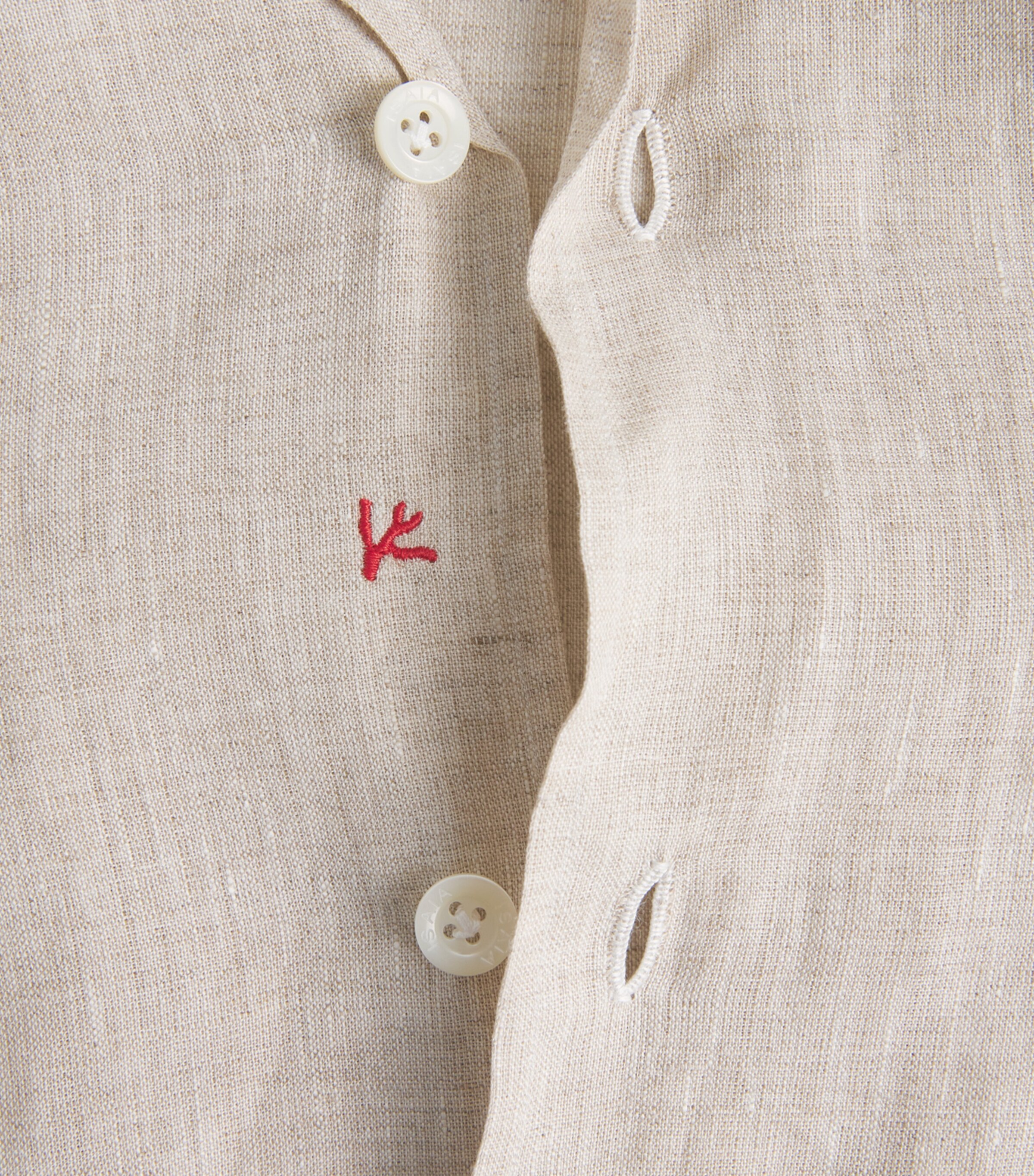 Isaia Mens Linen Camp-Collar Shirt Image 6