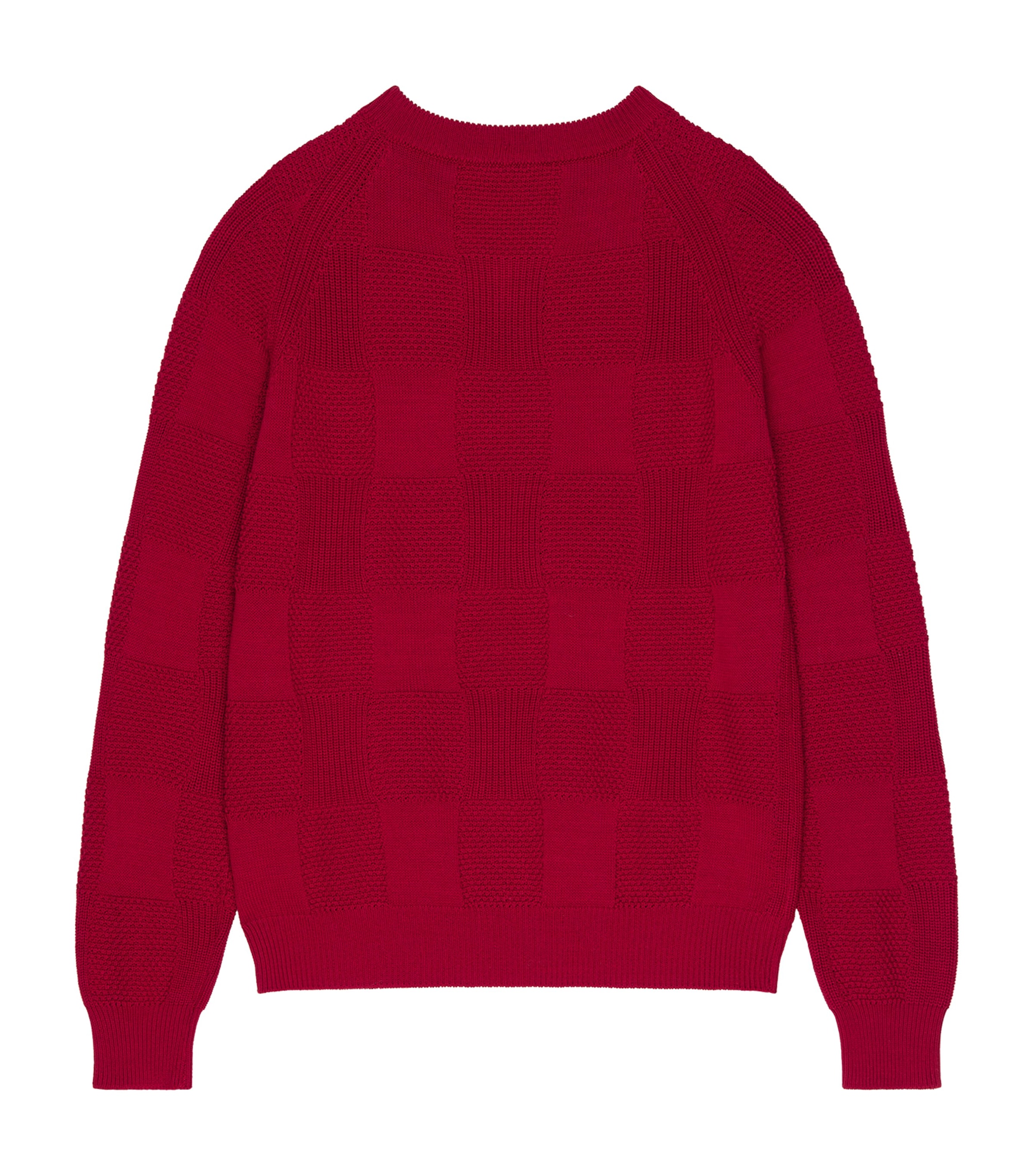 Cotton-Blend Knit Check Sweater DARK RED Image 2