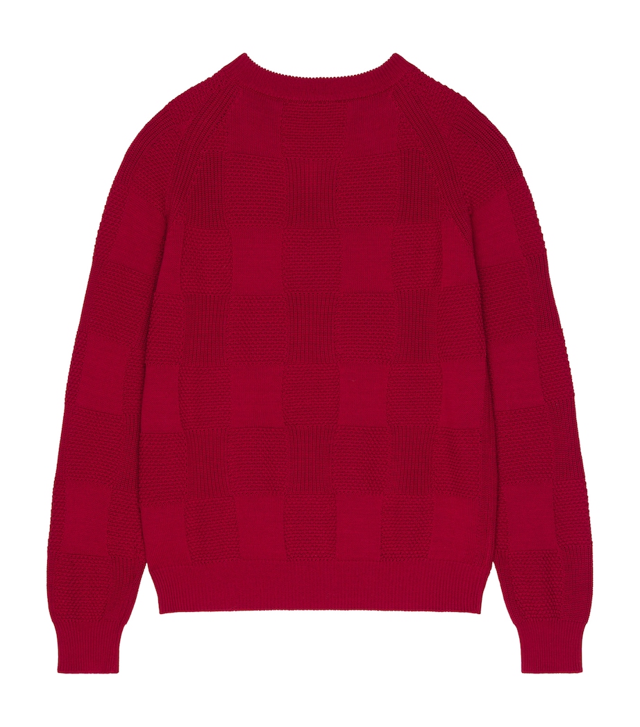 Cotton-Blend Knit Check Sweater DARK RED Image 2