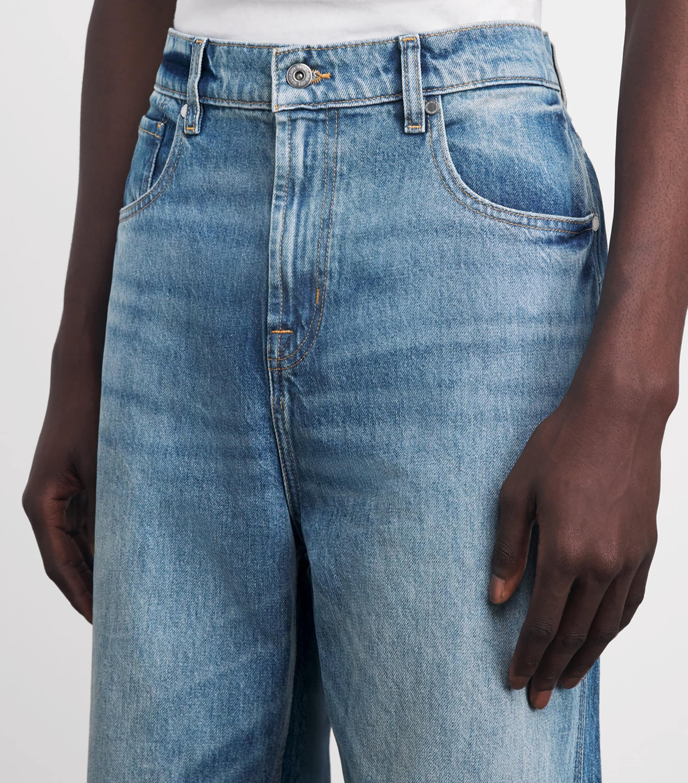 7 For All Mankind Mens Wide-Leg Jeans Mid Blue Image 3