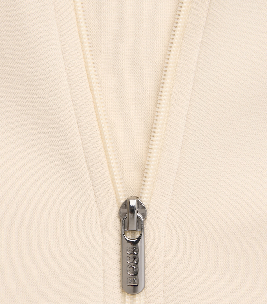 BOSS Mens Sense Quarter-Zip Sweatshirt Open White Image 6