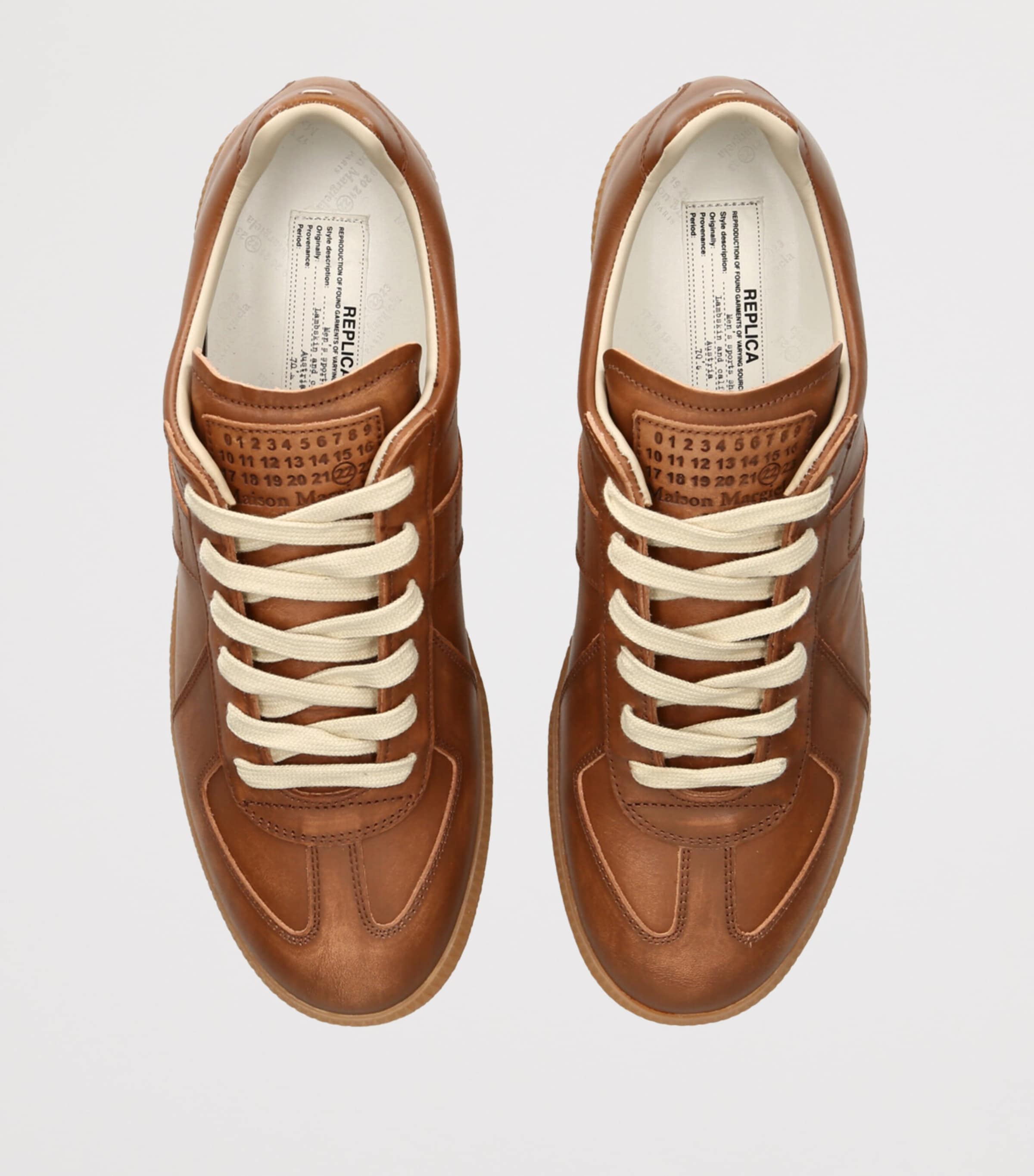 Maison Margiela Leather Replica Sneakers Tan Comb Image 4