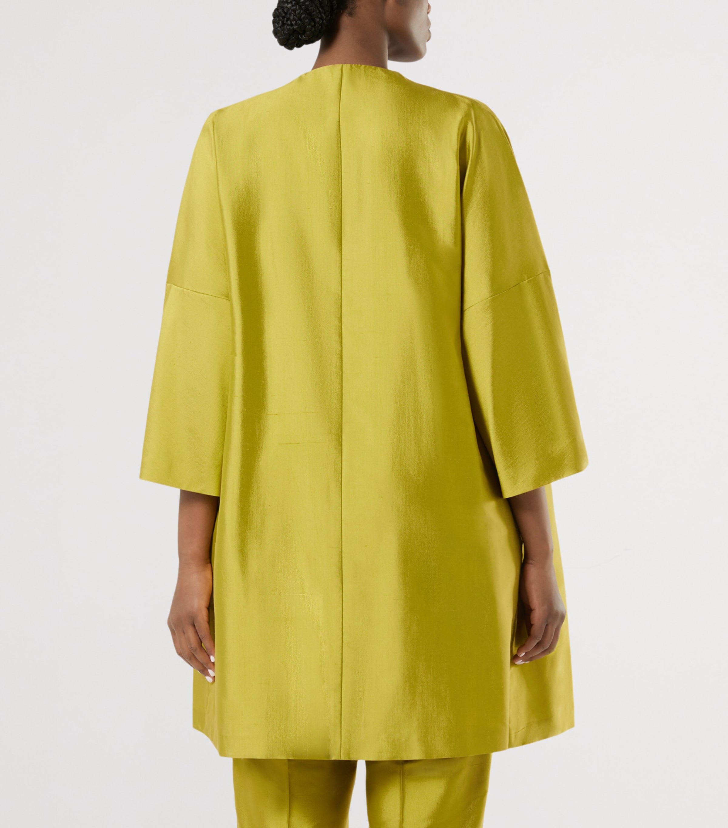 Marina Rinaldi Womens Silk Overcoat Olive Green Image 4