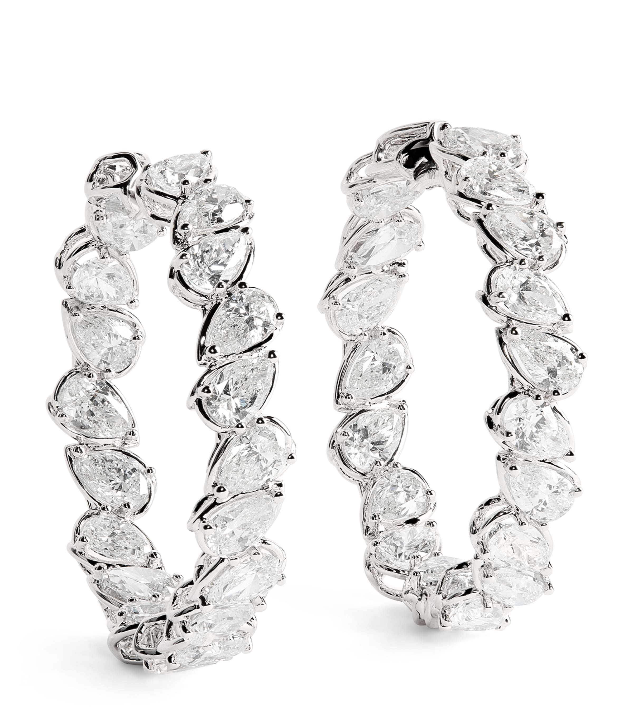 White Gold and Diamond Hoop Earrings (9.50ctw) WHITE GOLD Image 1