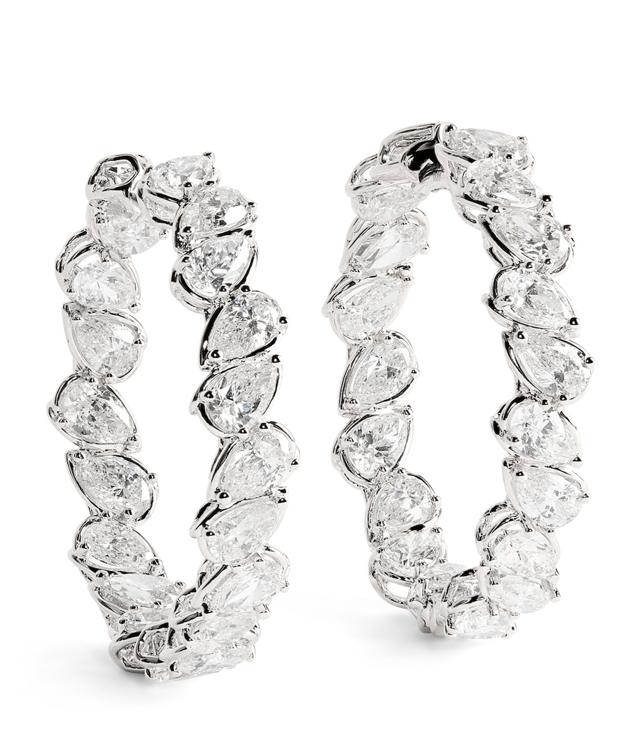 White Gold and Diamond Hoop Earrings (9.50ctw) WHITE GOLD Image 1