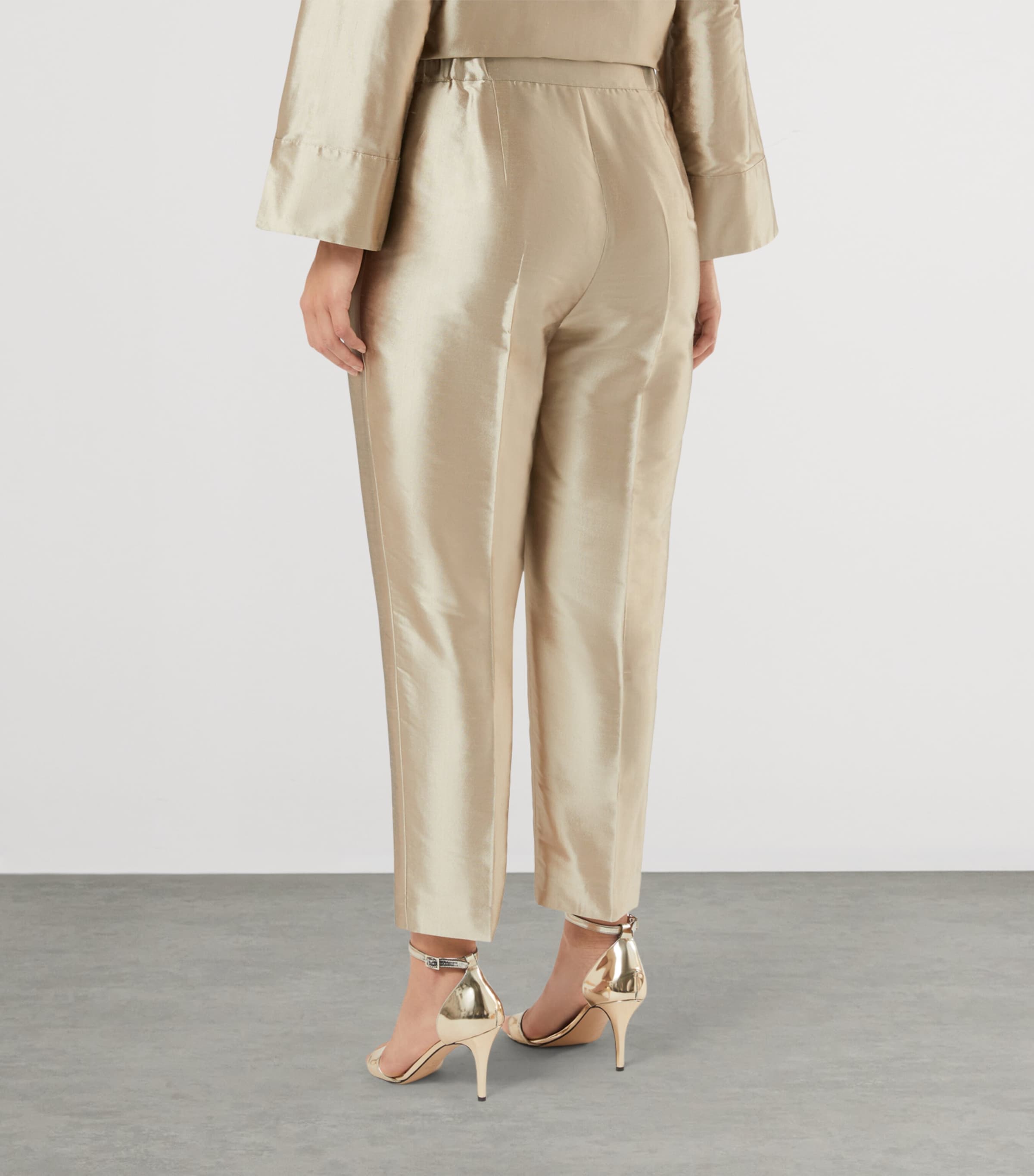 Marina Rinaldi Womens Silk Tailored Trousers Hazelnut Brown Image 4