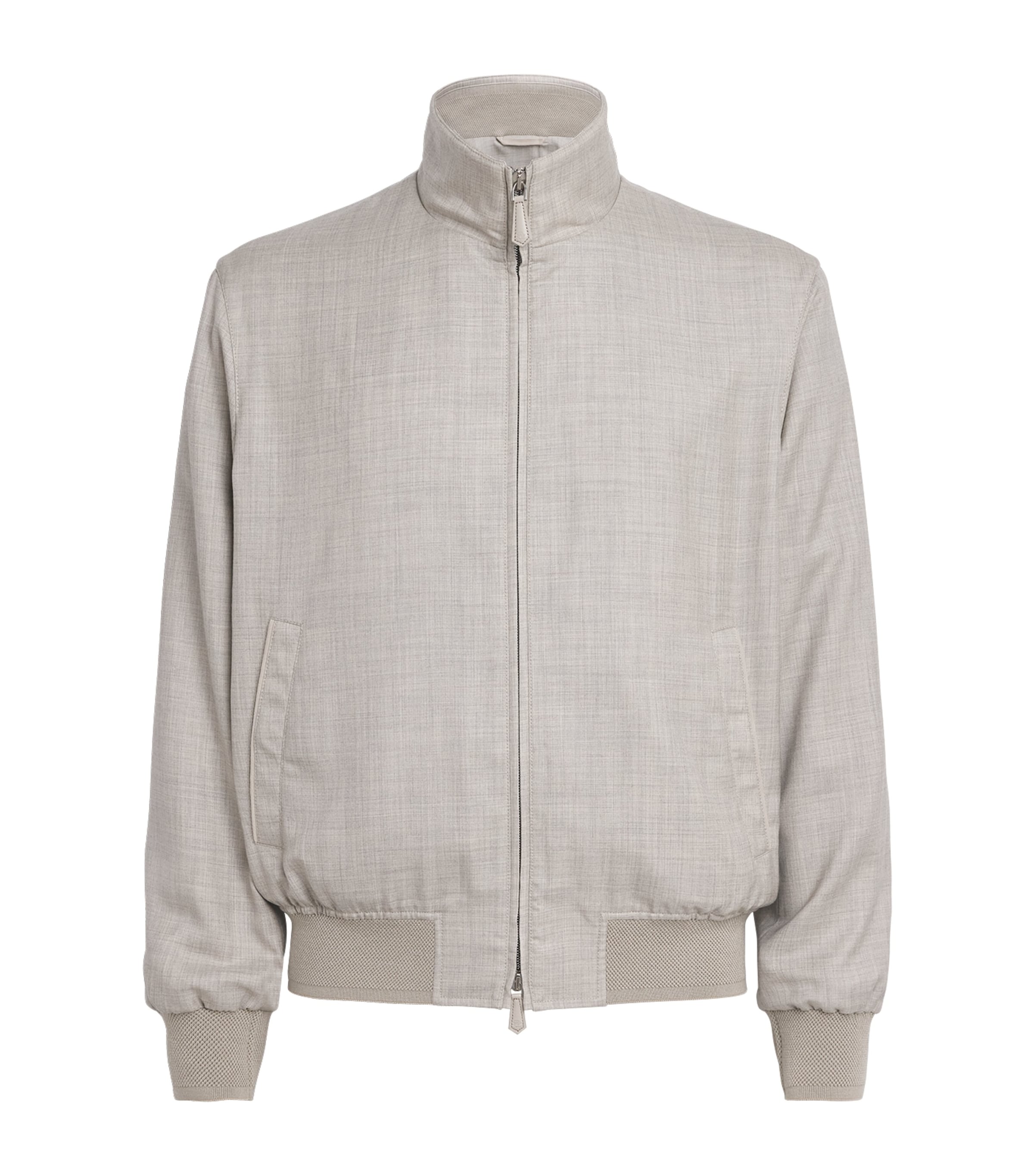 Ralph Lauren Purple Label Mens Cashmere-Silk Felton Bomber Jacket Cream/pearl Grey Image 1