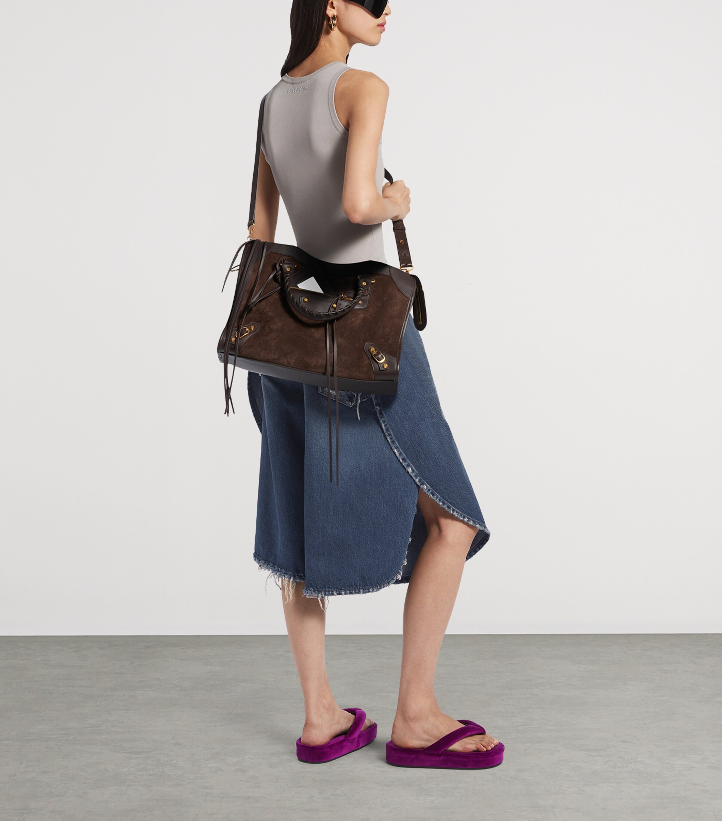 Balenciaga Medium Suede Le City Top-Handle Bag Image 2