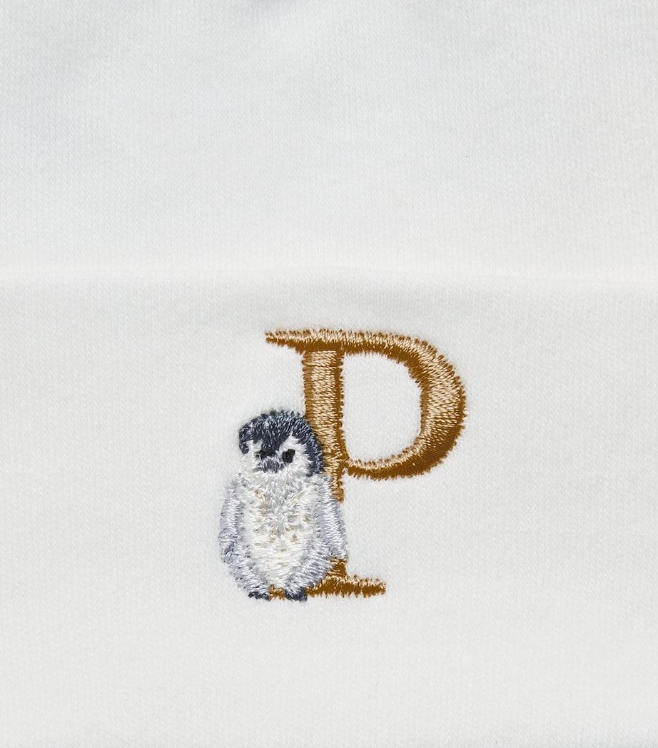 PAINT MY DREAMS Cotton Embroidered ‘P’ Beanie White Image 3