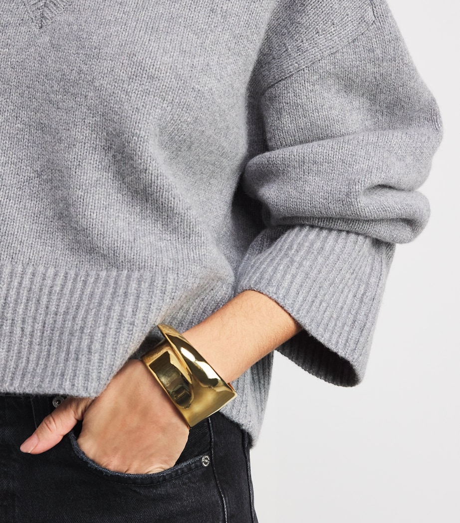 Wool-Cashmere Gazette Puzzle Sweater HEATHER GREY Image 6