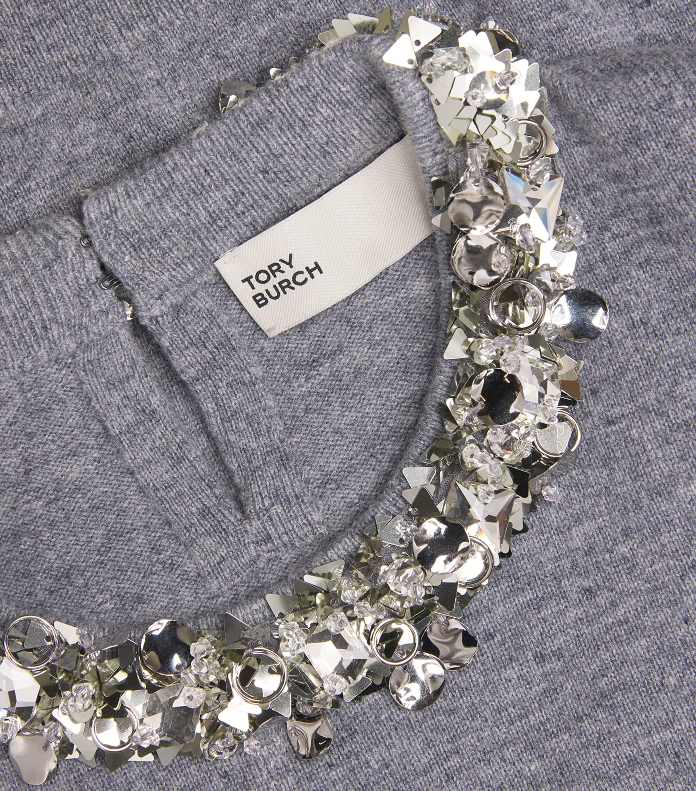 Wool-Cashmere Embellished Sweater 023 GRAY MELANGE Image 5