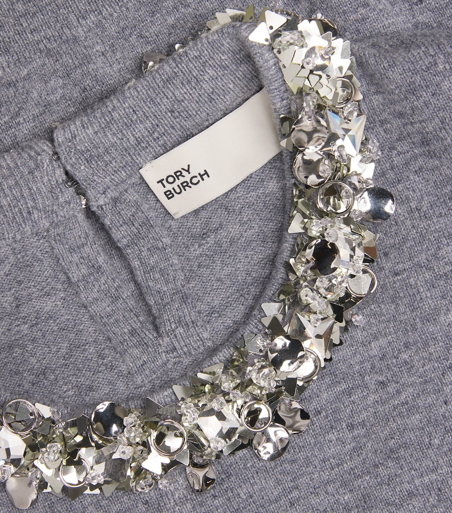 Wool-Cashmere Embellished Sweater 023 GRAY MELANGE Image 5