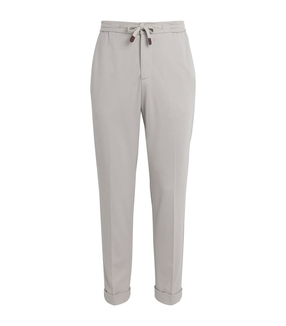 White Virgin Wool Drawstring Trousers - Image 1
