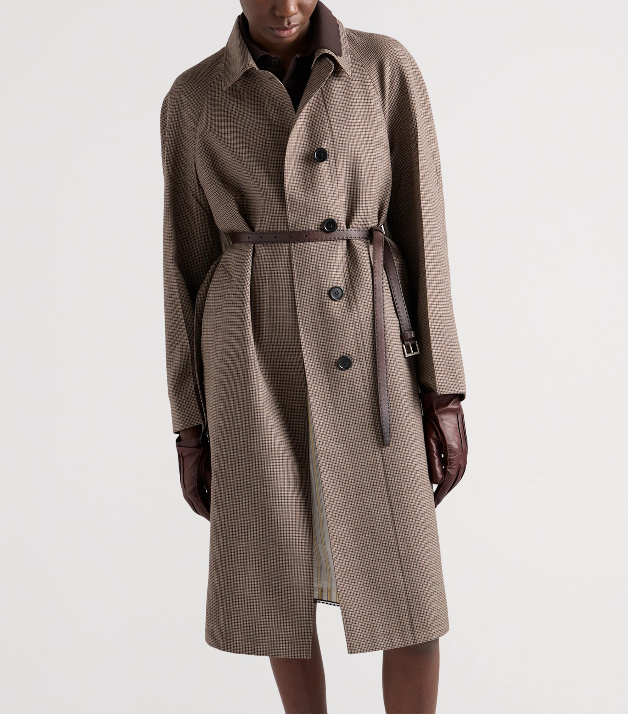 Prada Wool Houndstooth Coat Brown Image 6
