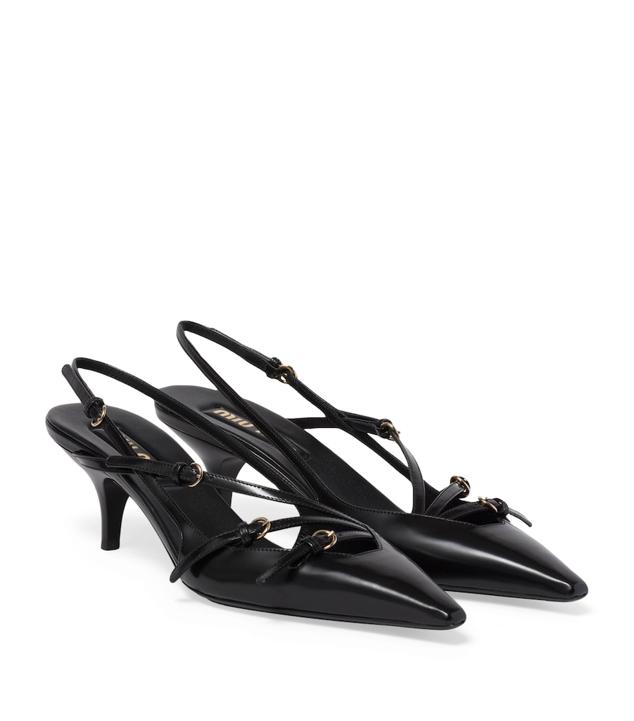 Brushed Leather Slingback Pumps 55 F0002 Image 4