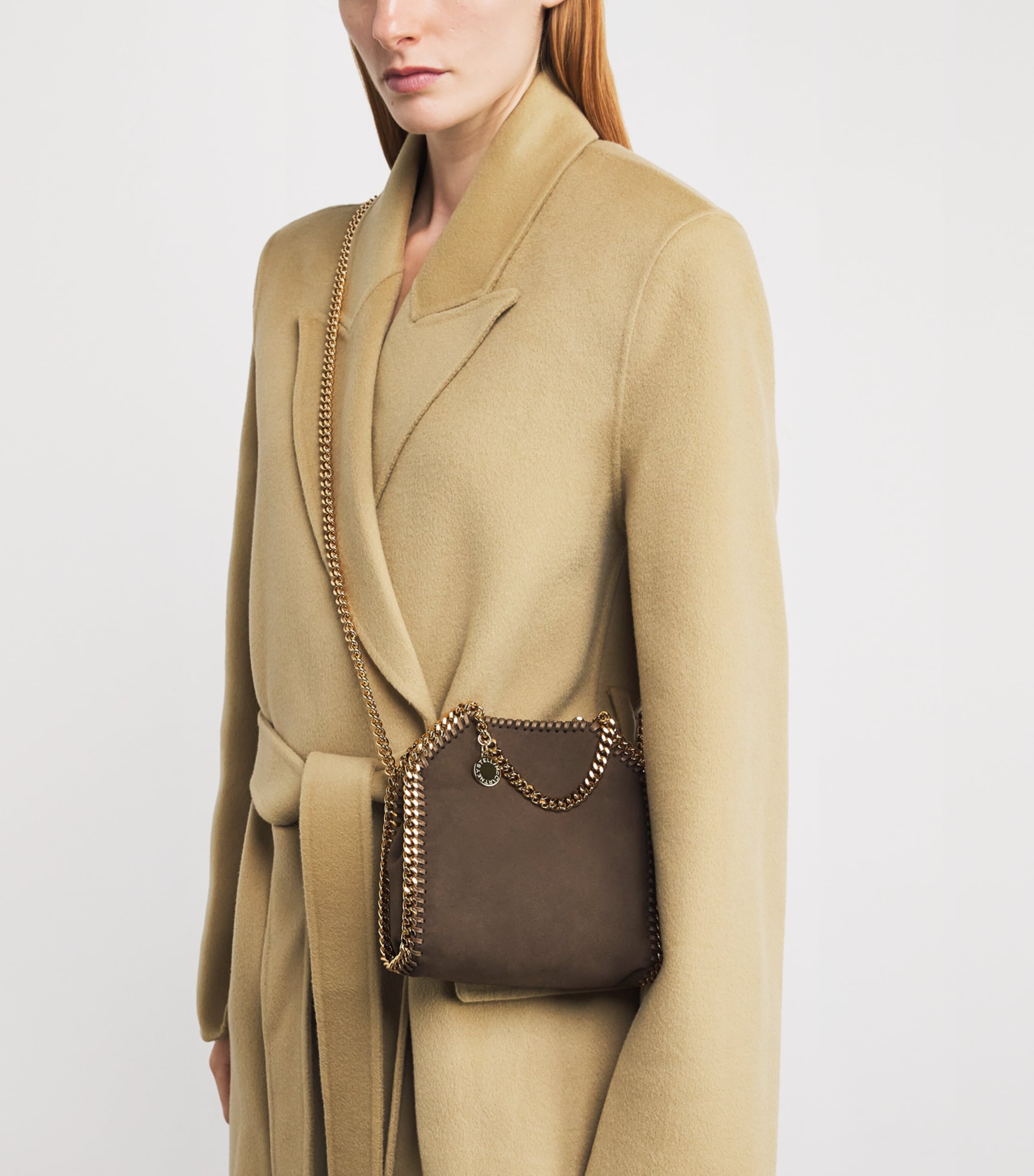 Tiny Faux Suede Fallabella Tote Bag 2017 MOKA Image 2