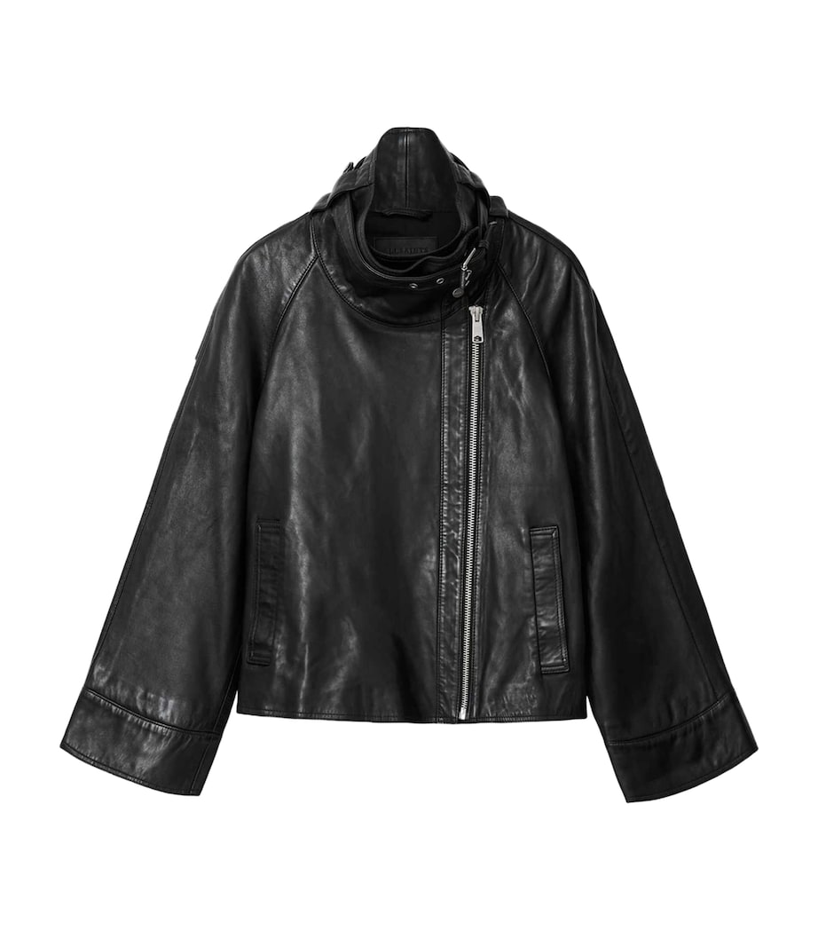 AllSaints Womens Leather Rhodes Jacket Black Image 1