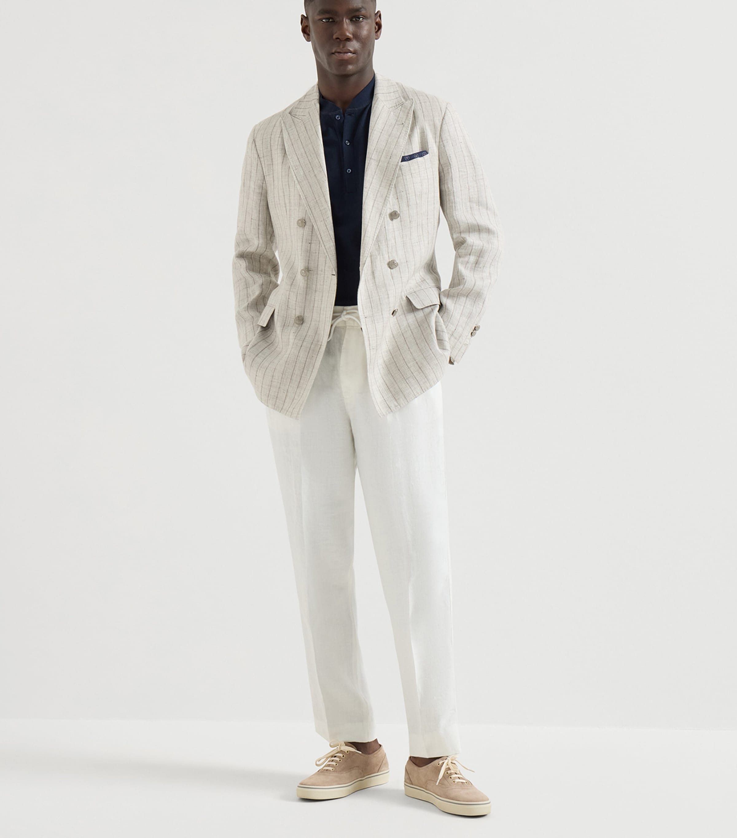Brunello Cucinelli Mens Linen Gabardine Drawstring Trousers Image 2
