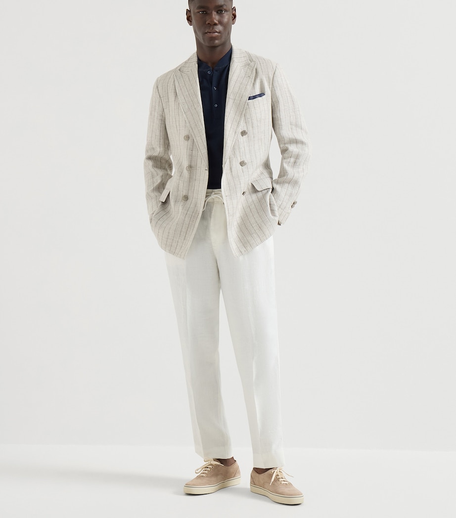 Brunello Cucinelli Mens Linen Gabardine Drawstring Trousers Image 2
