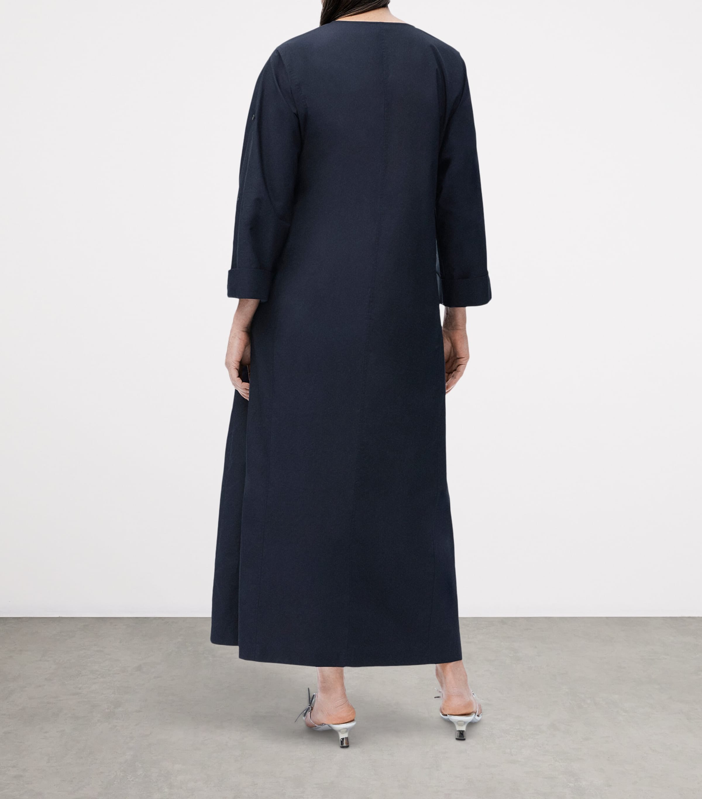 EXCLUSIVE Cotton Silver-Detail Silver Capsule Maxi Dress DARK BLUE Image 4