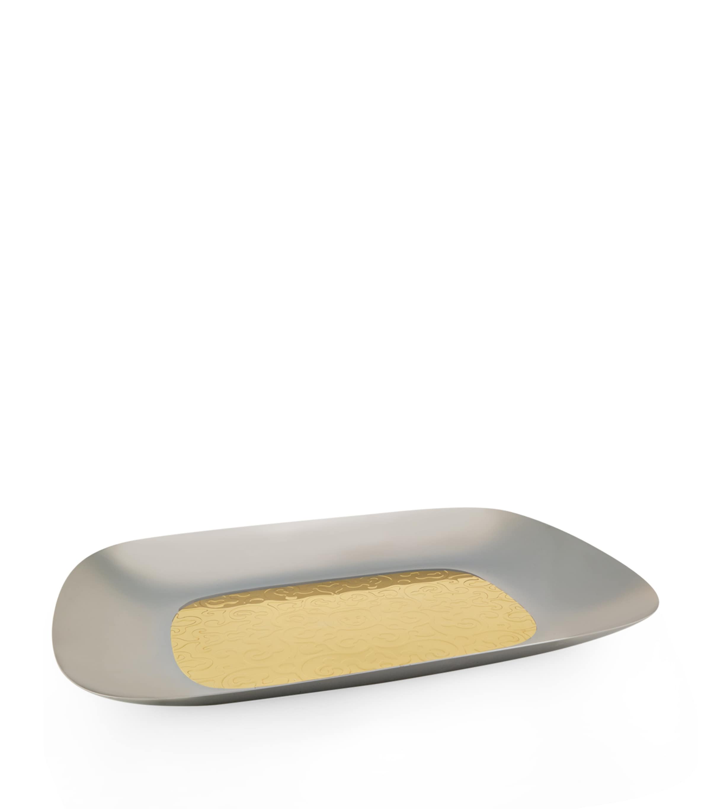 ALESSI DRESSED 24 KARAT GOLD-PLATED RECTANGULAR TRAY