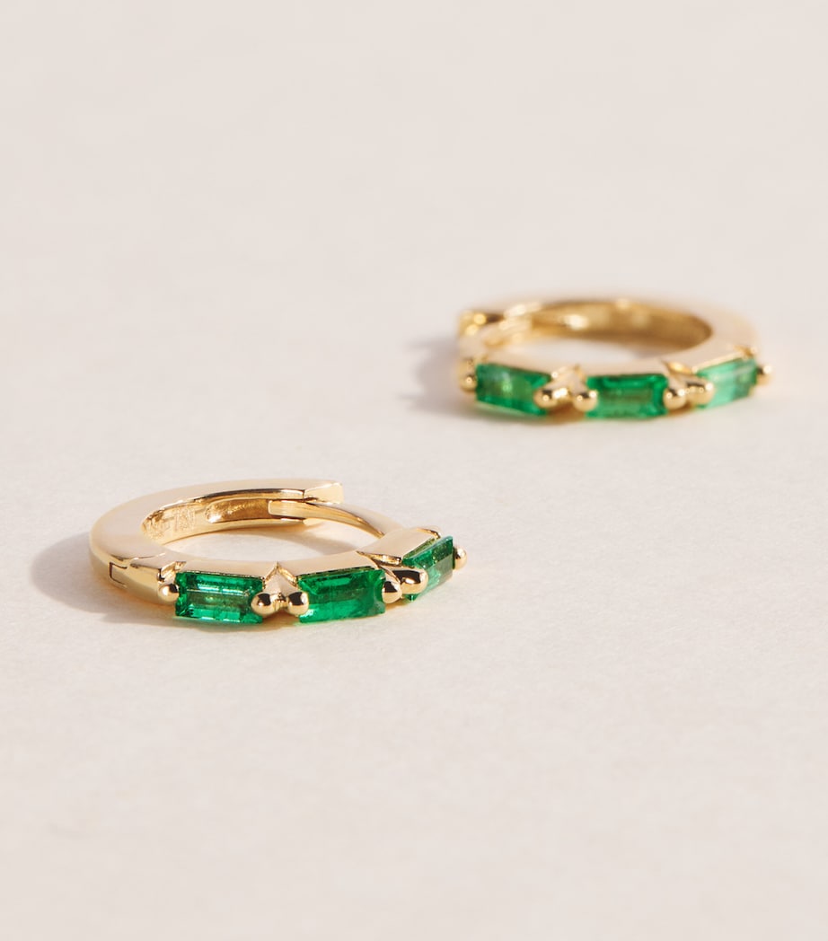 Suzanne Kalan Yellow Gold and Emerald Bold Triple Huggie Earrings Yg/emer Image 5