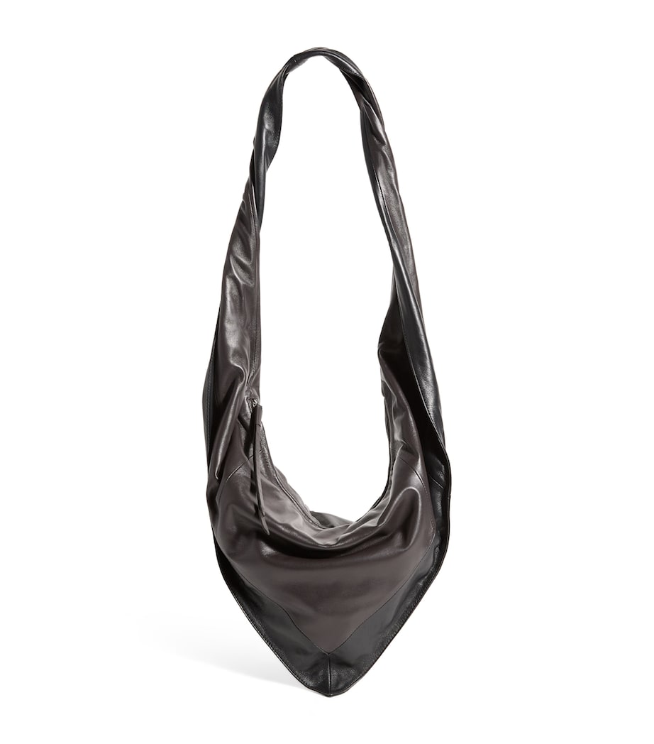 Small Leather Scarf Shoulder Bag MU096 BLACK/DRK CHOC Image 1