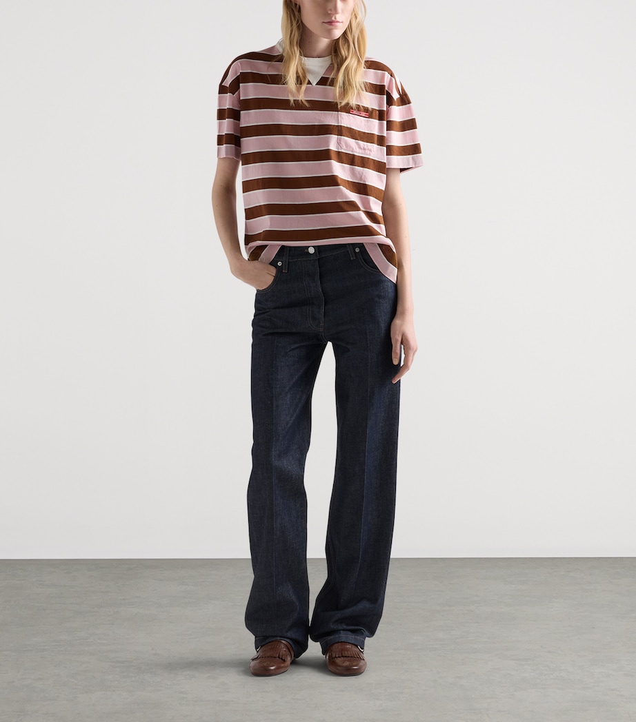 Prada Womens Cotton Striped Rugby Shirt Image 2