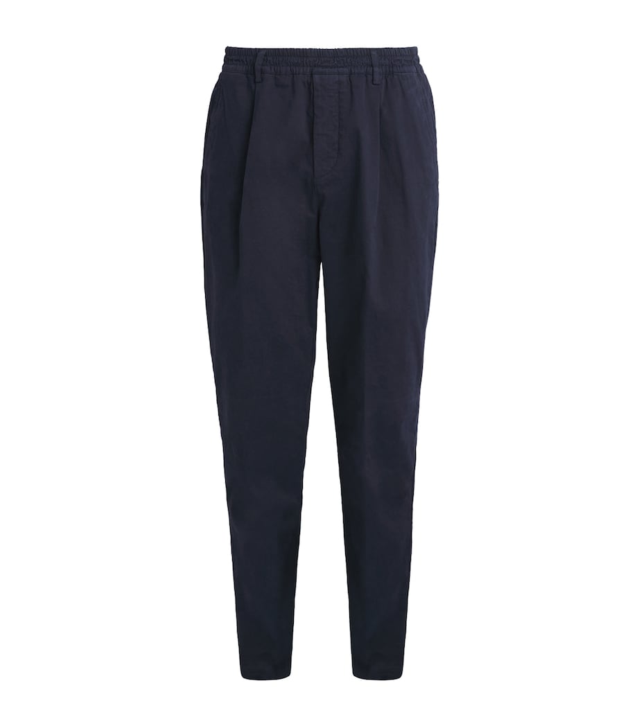 Eleventy Mens Stretch-Cotton Pleated Straight Trousers Blu Image 1