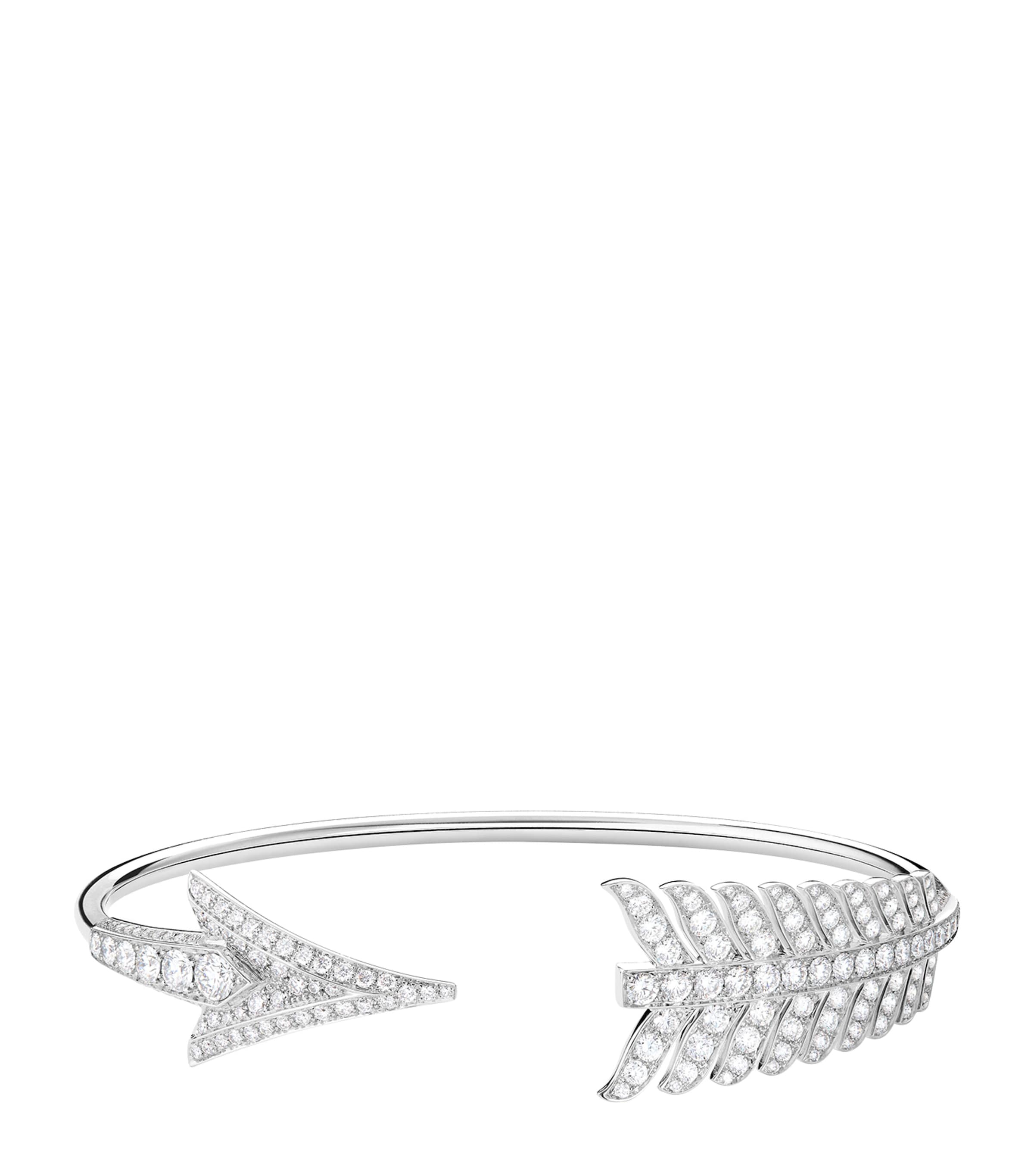 Boucheron White Gold And Diamond Nature Triomphante Flèche Bracelet In Silver