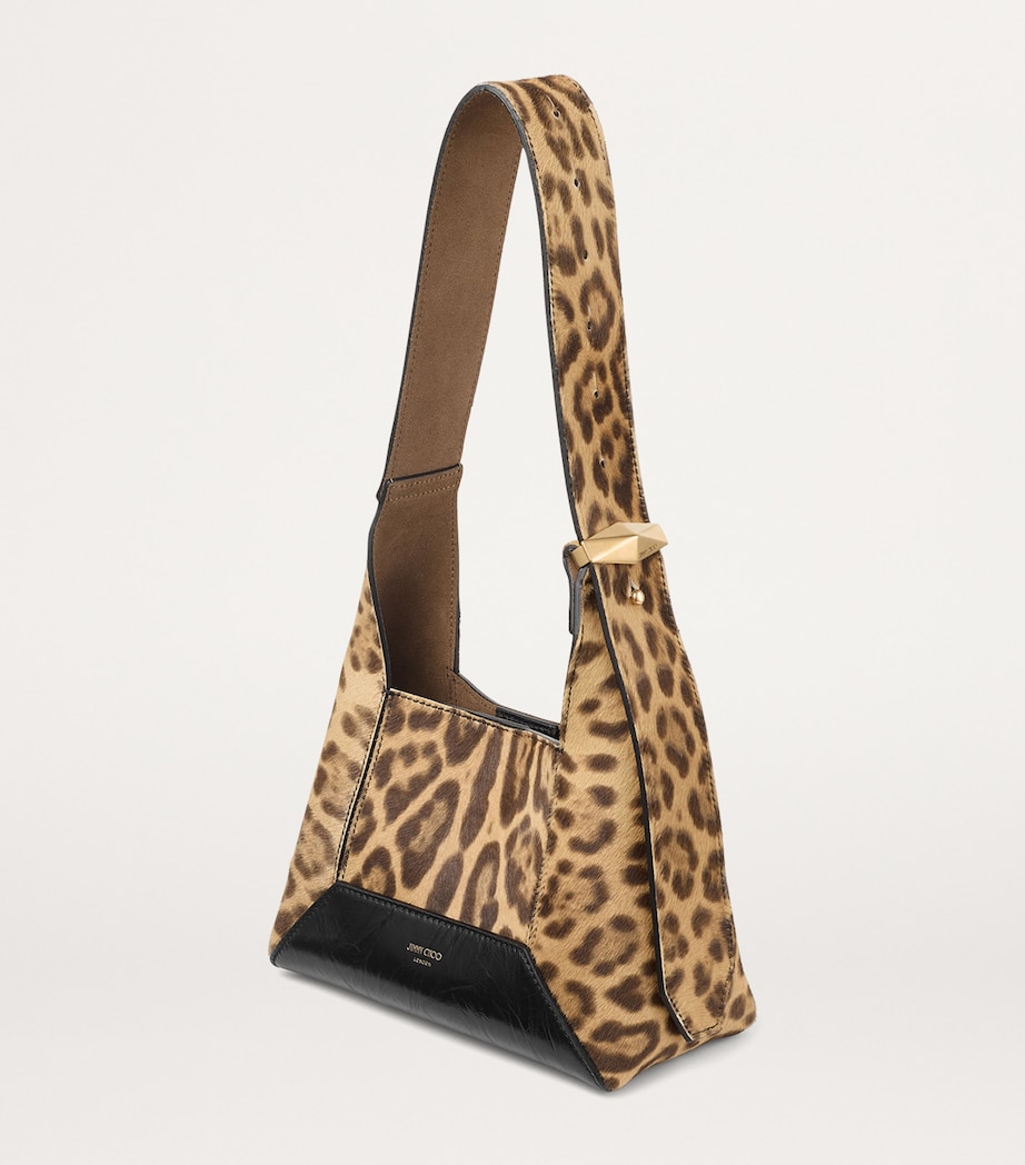 Small Leather Leopard Diamond Shoulder Bag NATURAL/BLACK/GOLD Image 2