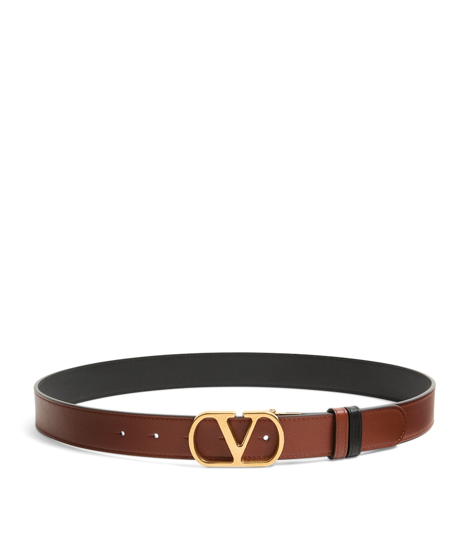 Leather Reversible VLogo Signature Belt DRN Image 1