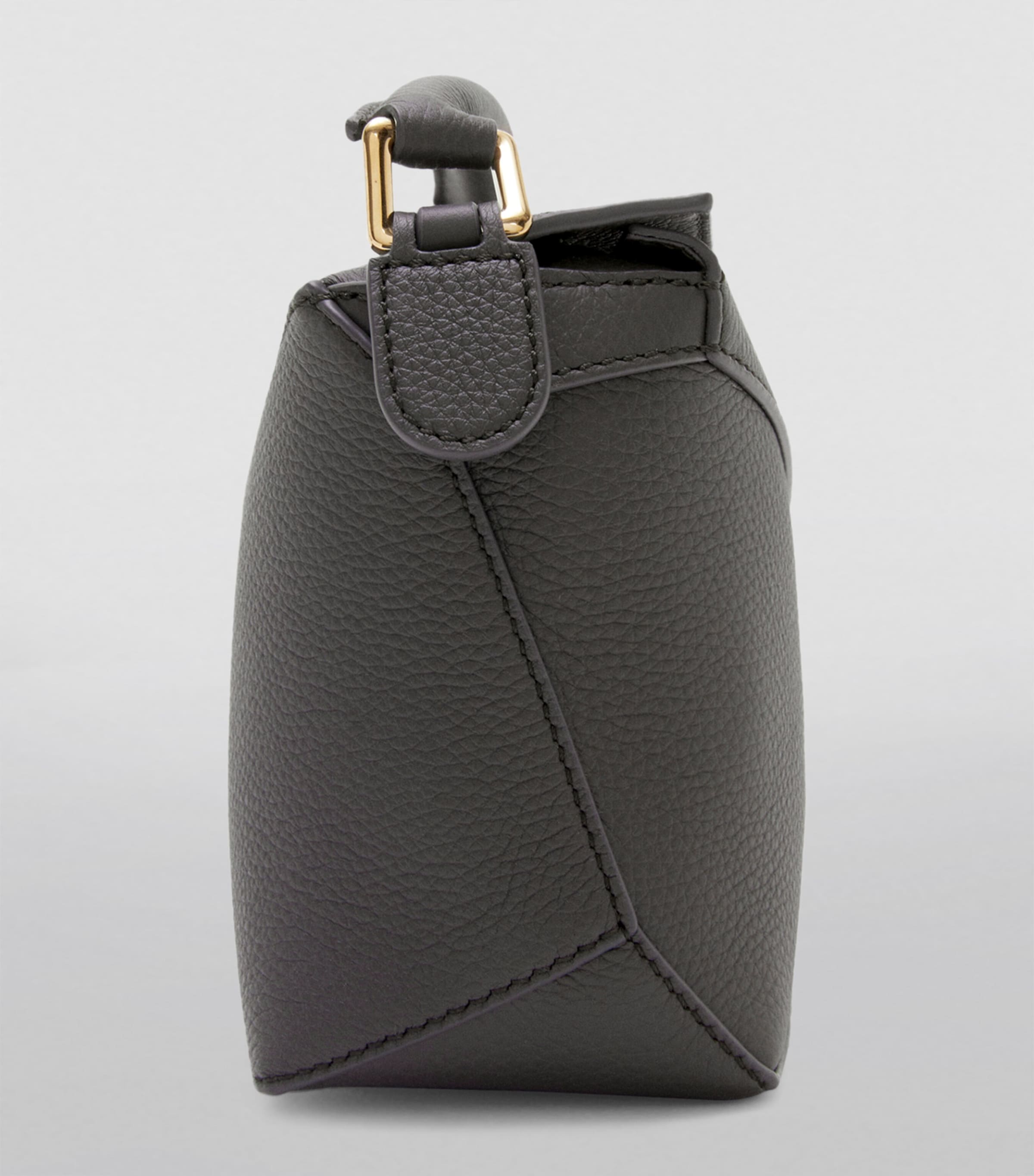 Mini Leather Puzzle Edge Top-Handle Bag DARK GREY Image 7