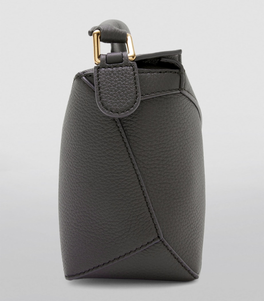 Mini Leather Puzzle Edge Top-Handle Bag DARK GREY Image 7