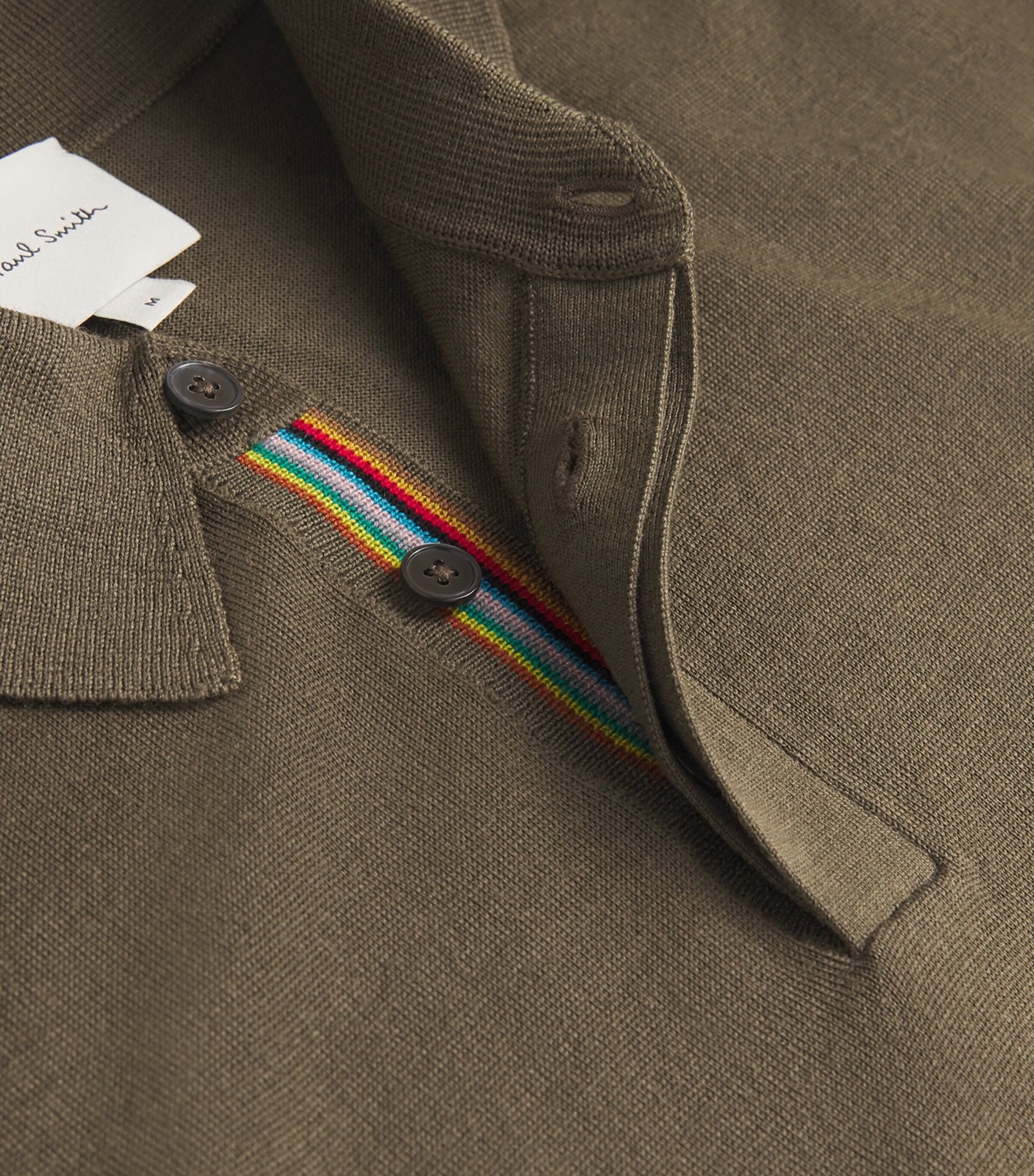 Merino Signature Stripe Polo Shirt 63_KHAKI Image 5