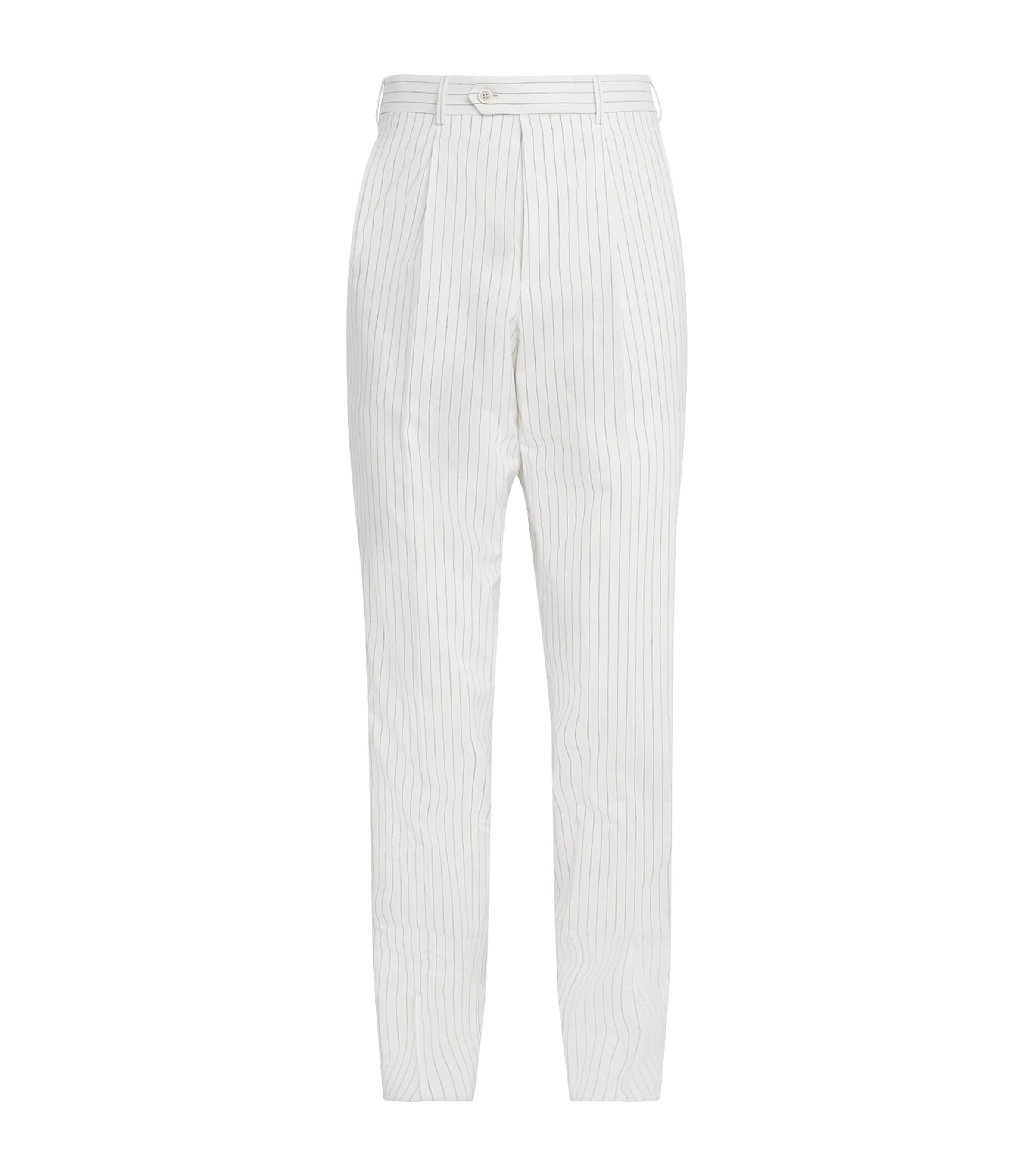 DUNHILL COTTON-LINEN PLEATED TROUSERS 
