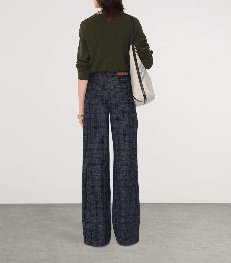 Wool Check-Trim Sweater SHALE Image 4