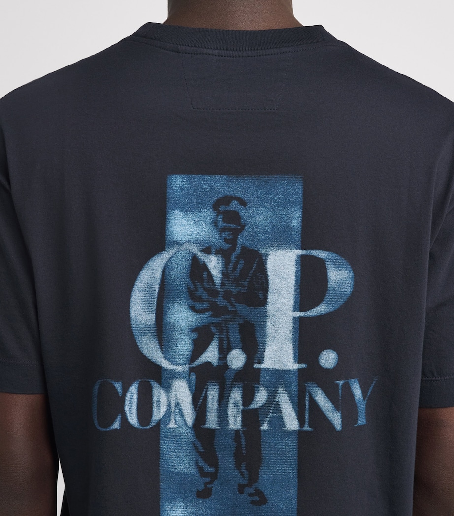 C.P. Company Mens Cotton Pixelated Logo T-Shirt Total Eclipse Image 3