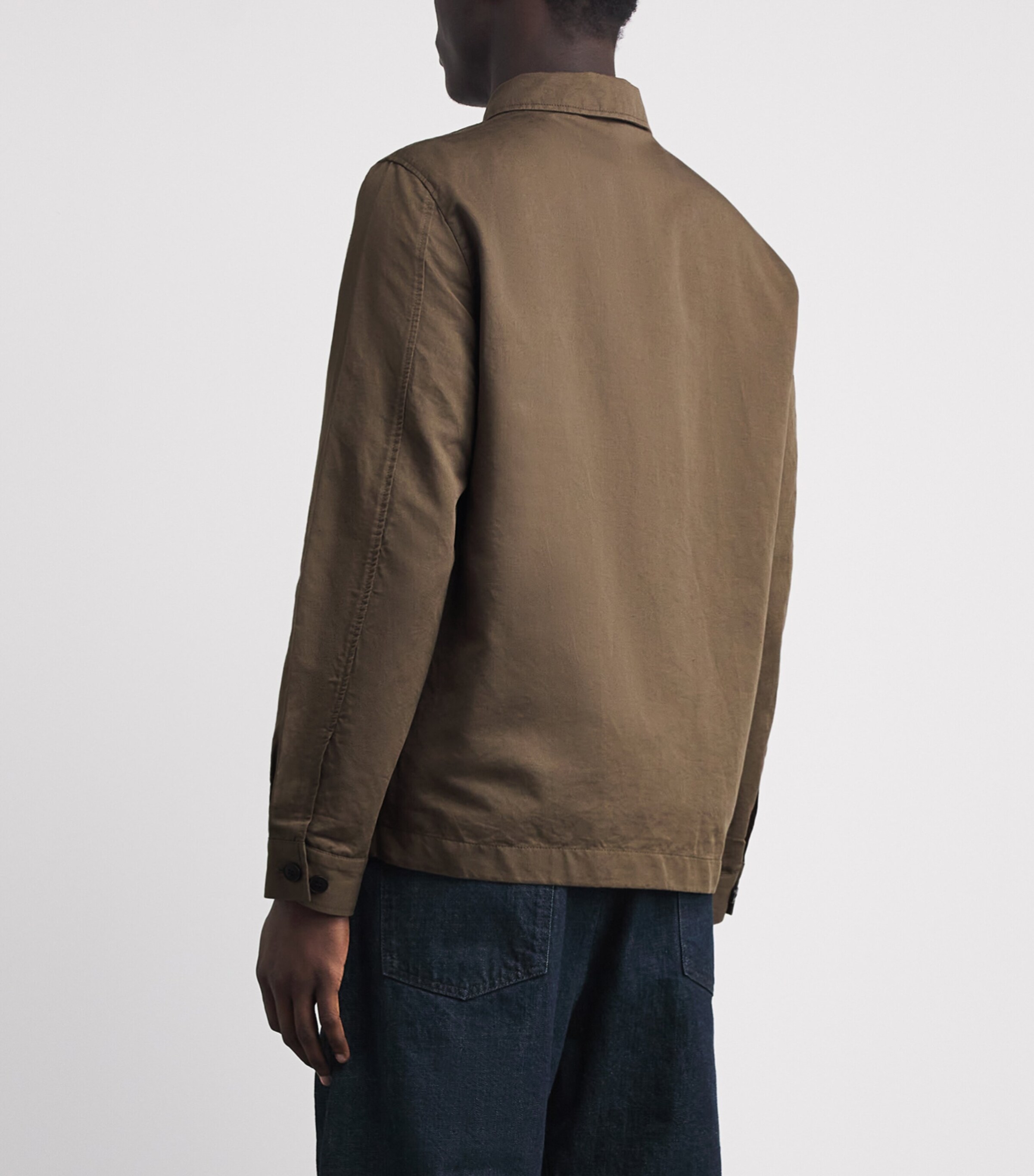 Sunspel Mens Cotton-Linen Field Jacket Brgr Dark Image 5