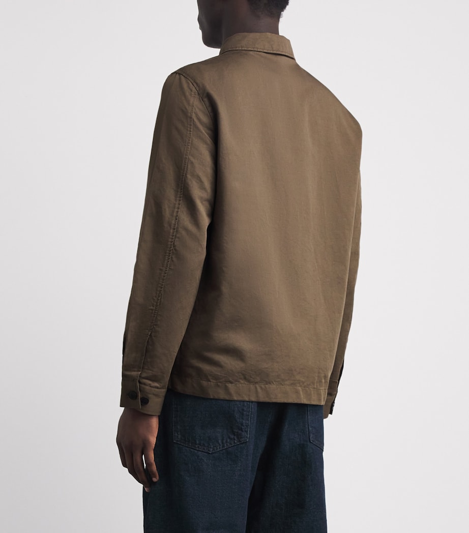 Sunspel Mens Cotton-Linen Field Jacket Brgr Dark Image 5