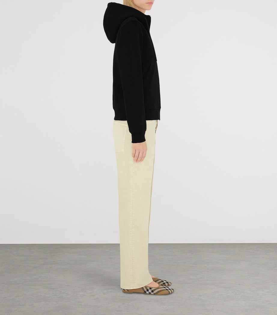 Cotton Check-Label Hoodie BLACK Image 3