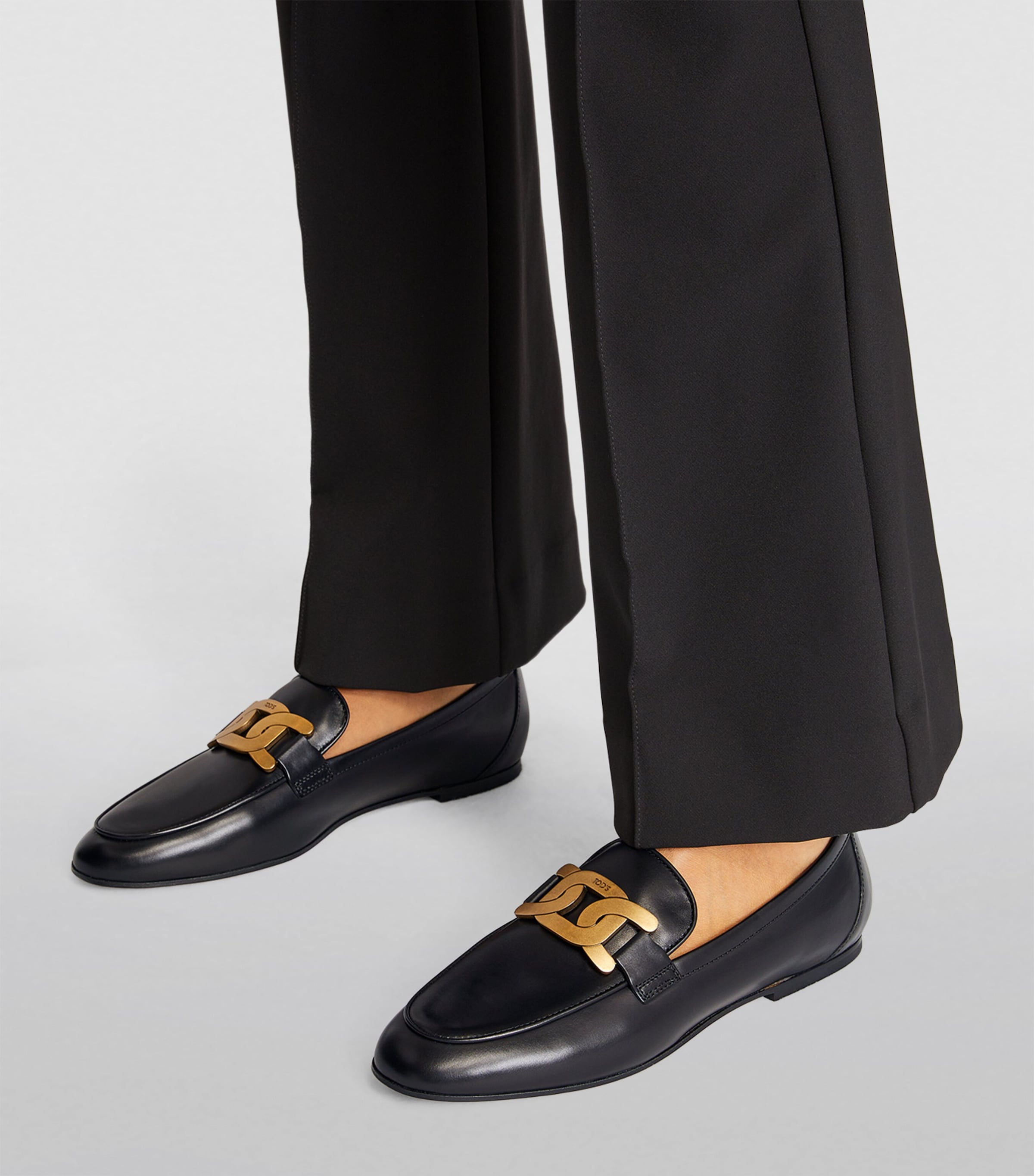 Tod's Black Leather Kate Loafers | Harrods UK