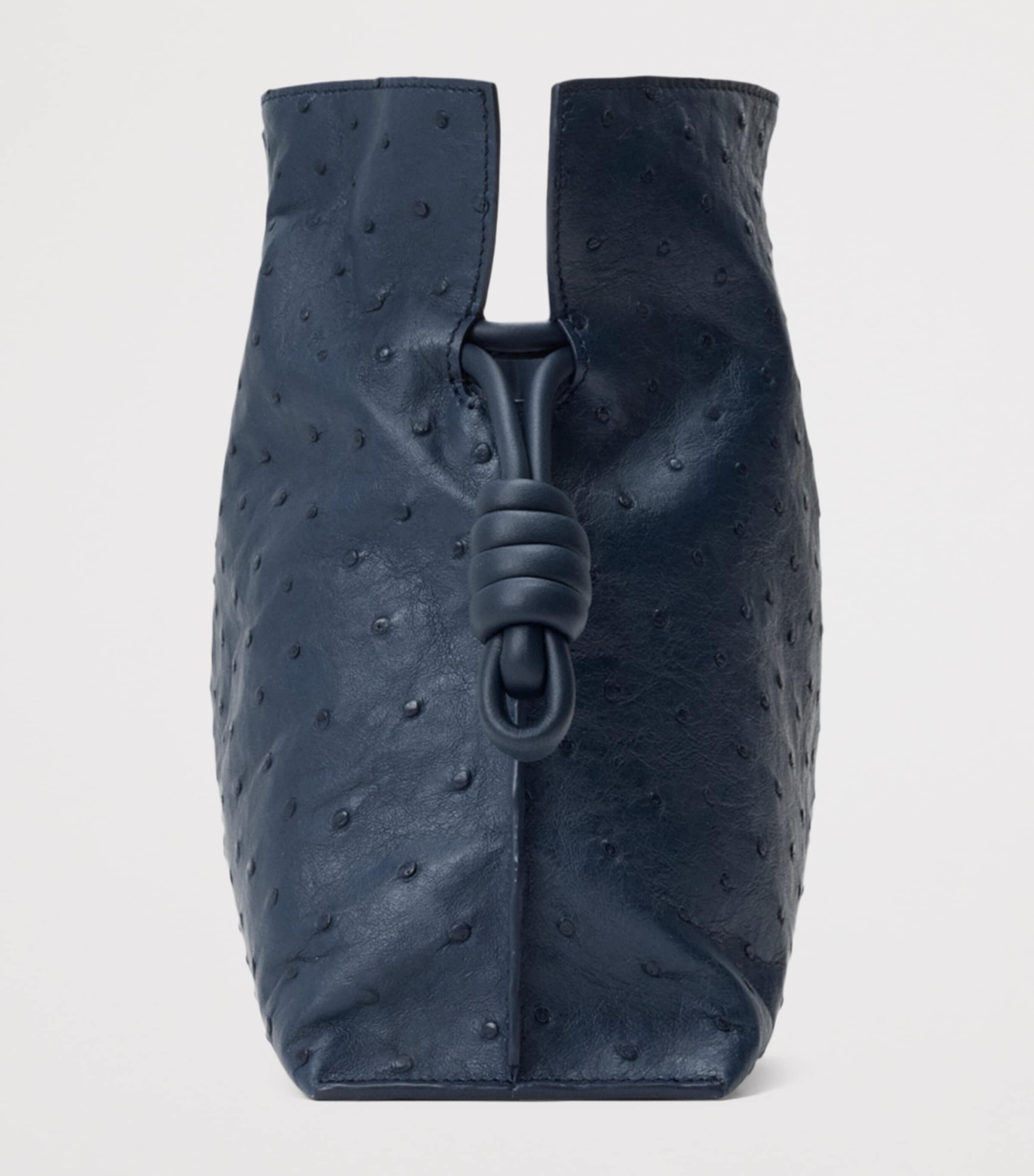 LOEWE Medium Ostrich Leather Flamenco Clutch Bag Deep Navy Image 3