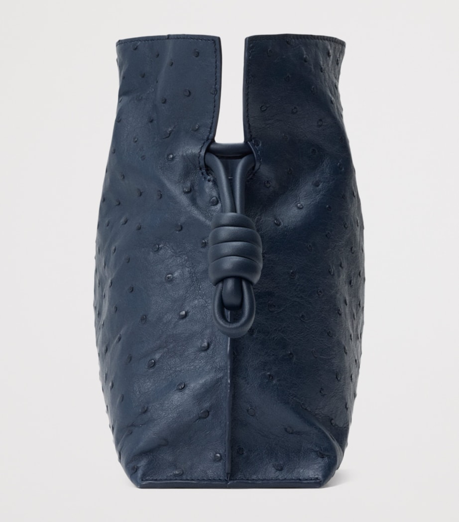 LOEWE Medium Ostrich Leather Flamenco Clutch Bag Deep Navy Image 3