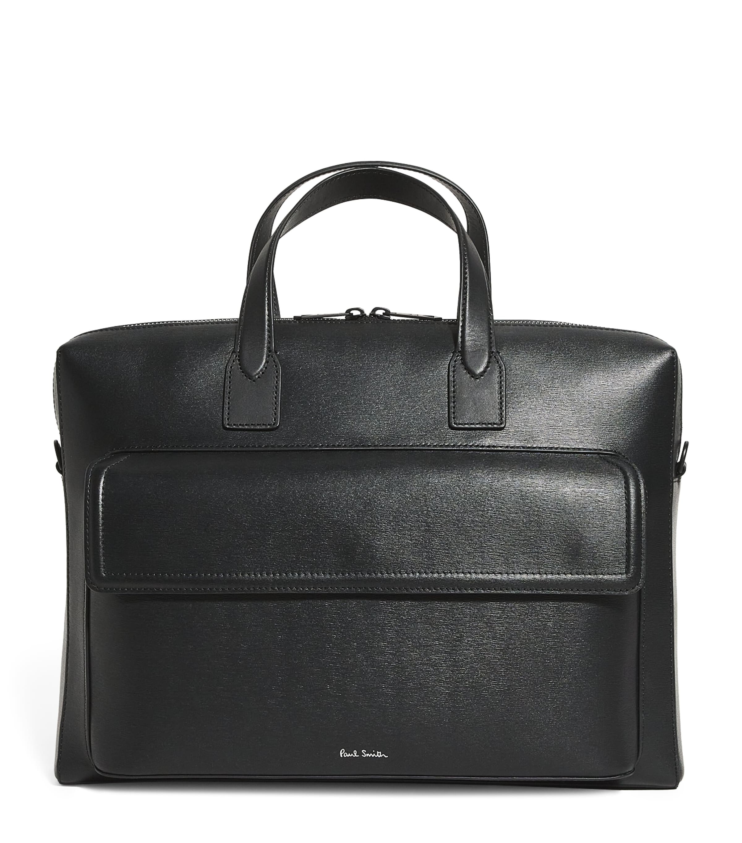Paul Smith Leather Folio Bag In Black