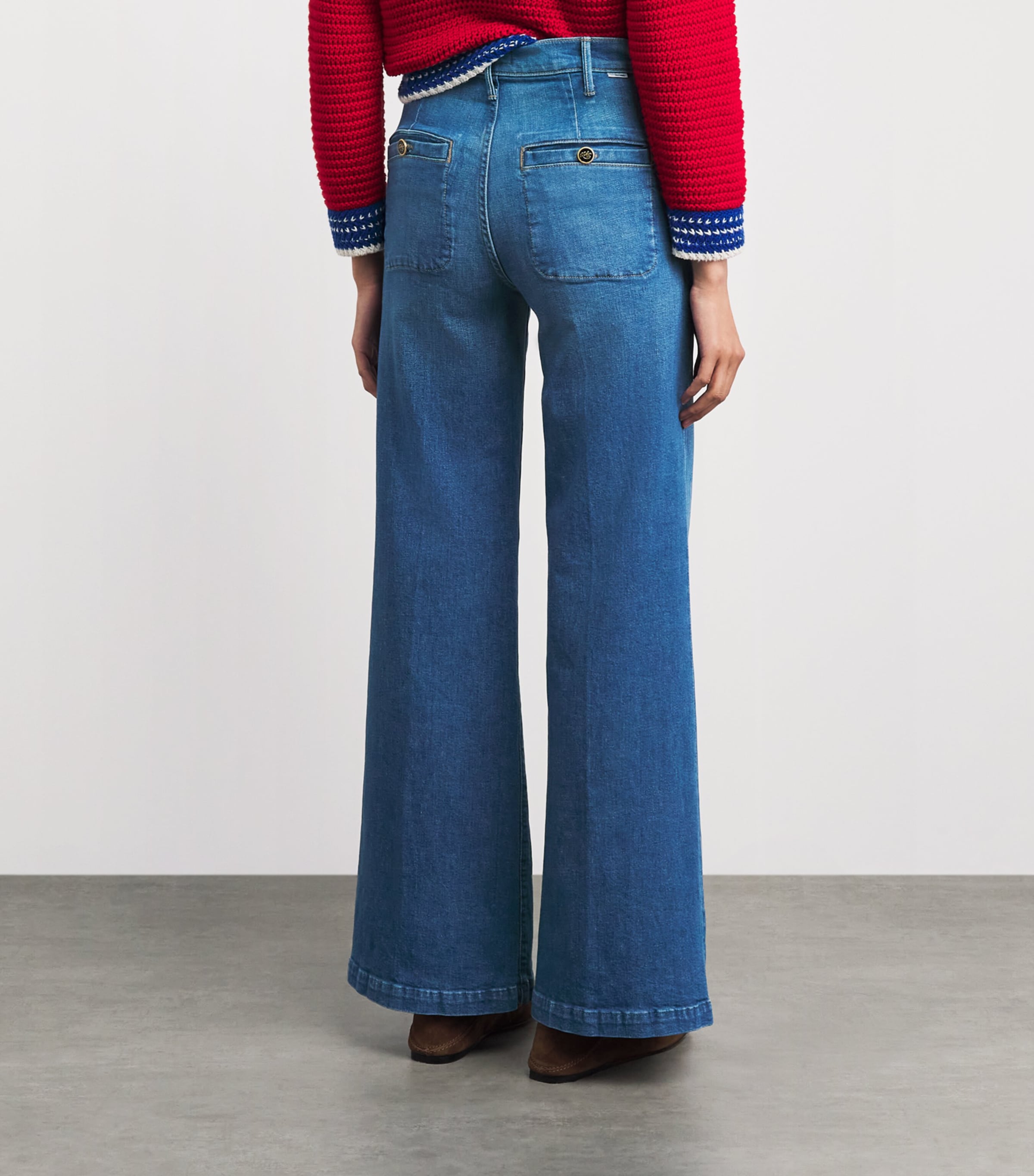 MOTHER Womens The Hustler Stashed Roller Sneak Jeans Wkm Whisk Me Aw Image 5