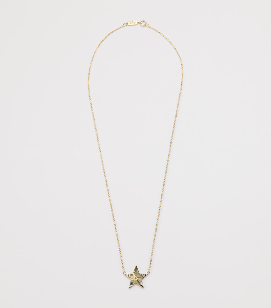 Large Yellow Gold and Diamond 70s Star Necklace YELLOW GOLD Image 3