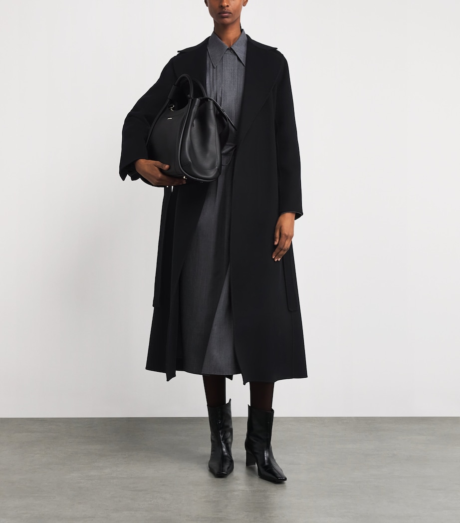 Virgin Wool Wrap Coat BLACK Image 2