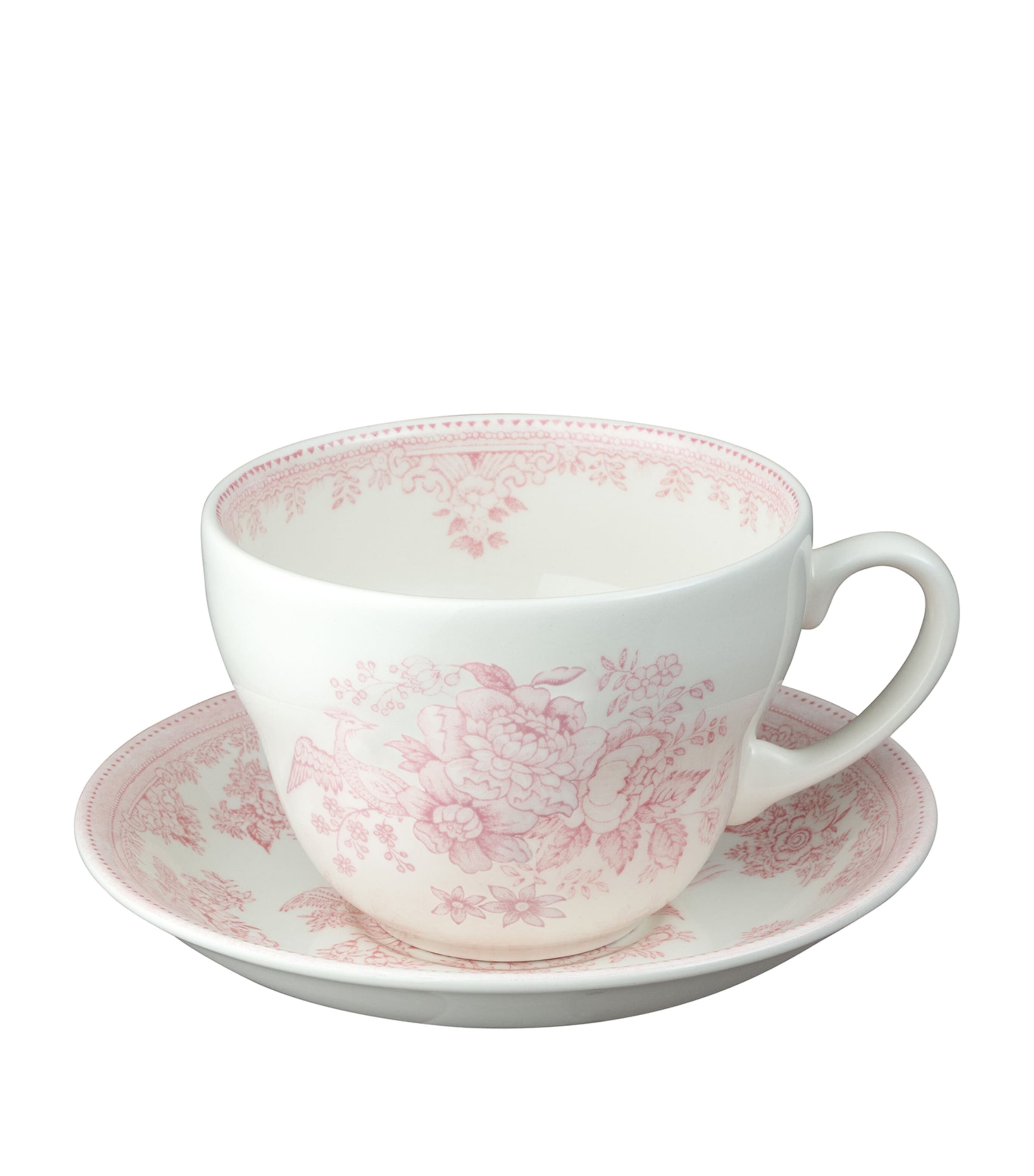 Pink Asiatic Pheasants Breakfast Cup and Saucer PINK Image 1